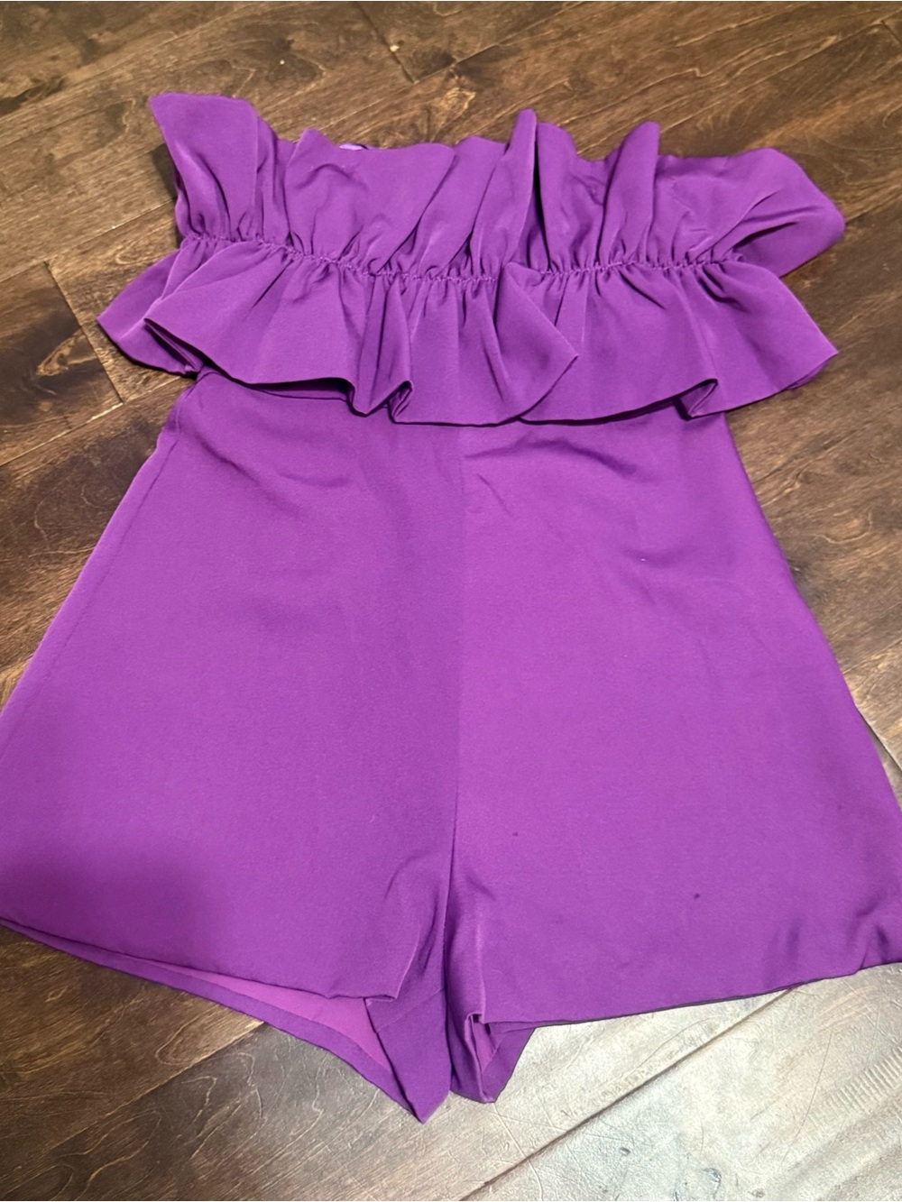 DO+BE Vibrant Purple Strapless Romper with Ruffle Trim